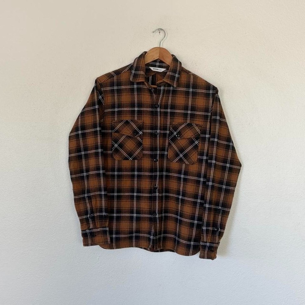 3sixteen Mens Small Brown Plaid Crosscut Cotton Flannel Long Sleeve Shirt